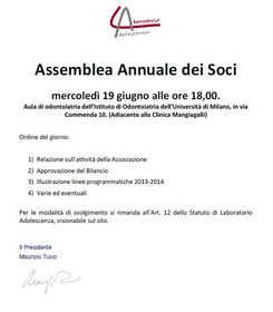 Assemblea Annuale dei Soci: 19 giugno 2013